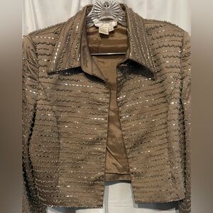 Vie by Victoria Vintage Beige Beaded Jacket